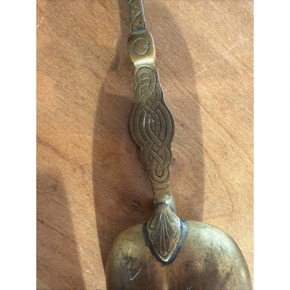 Vintage‎ Mexican Brass Serving Spoon with Jaguar / Feline Motif – 10″ Decorative
